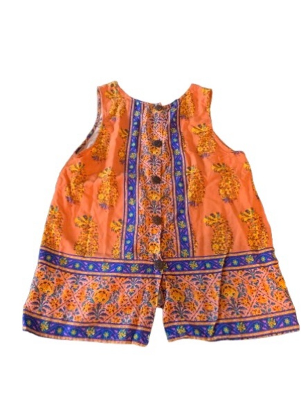 Christian Siriano New York Boho Rayon Tank Top Medium Orange Floral Sleeveless - Picture 2 of 4